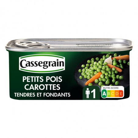 CASSEGRAIN - Petits Pois Carottes tendres et fondants - boîte de 130 g Sonico.fr