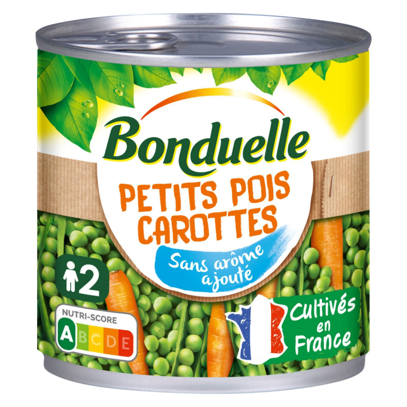 BONDUELLE - Petits Pois Carottes sans arôme ajouté - boîte de 265 g Sonico.fr