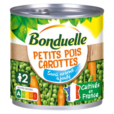 BONDUELLE - Petits Pois Carottes sans arôme ajouté - boîte de 265 g Sonico.fr