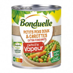 BONDUELLE - Petits pois Doux Carottes vapeur Extra fondants - boite de 530 g Sonico.fr