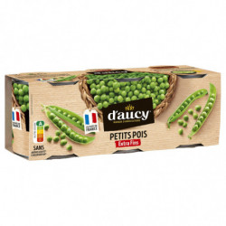 D'AUCY - Petits pois extra fins - pack de 3 boîtes de 140 g Sonico.fr