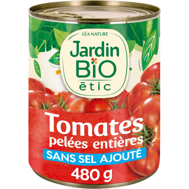 JARDIN BIO ETIC - Tomates pelées entières Bio Sans sel ajouté - pot de 400 g Sonico.fr