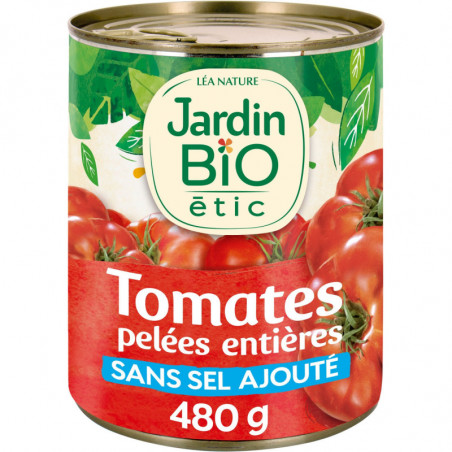 JARDIN BIO ETIC - Tomates pelées entières Bio Sans sel ajouté - pot de 400 g Sonico.fr