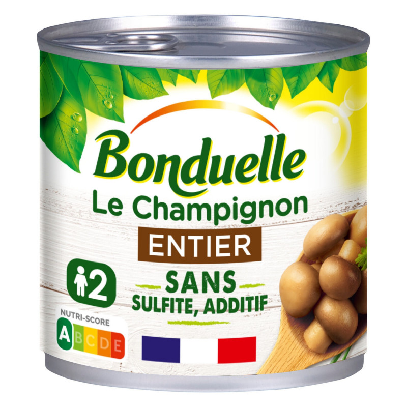 BONDUELLE - Champignons entiers sans sulfite et sans additif - boîte de 230 g Sonico.fr