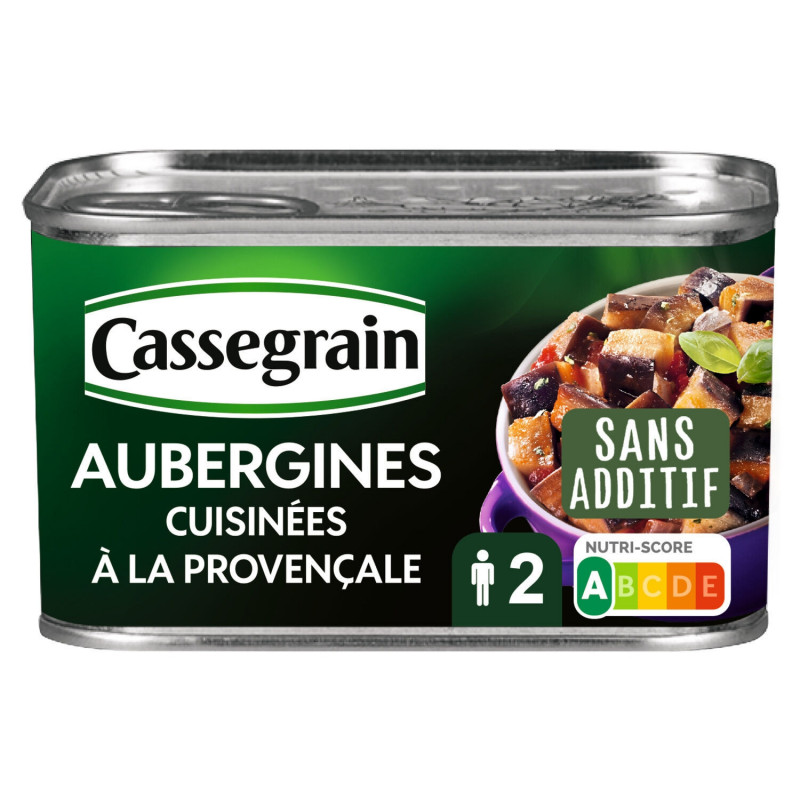 CASSEGRAIN - Aubergines cuisinées à la provençale - boîte de 375 g Sonico.fr