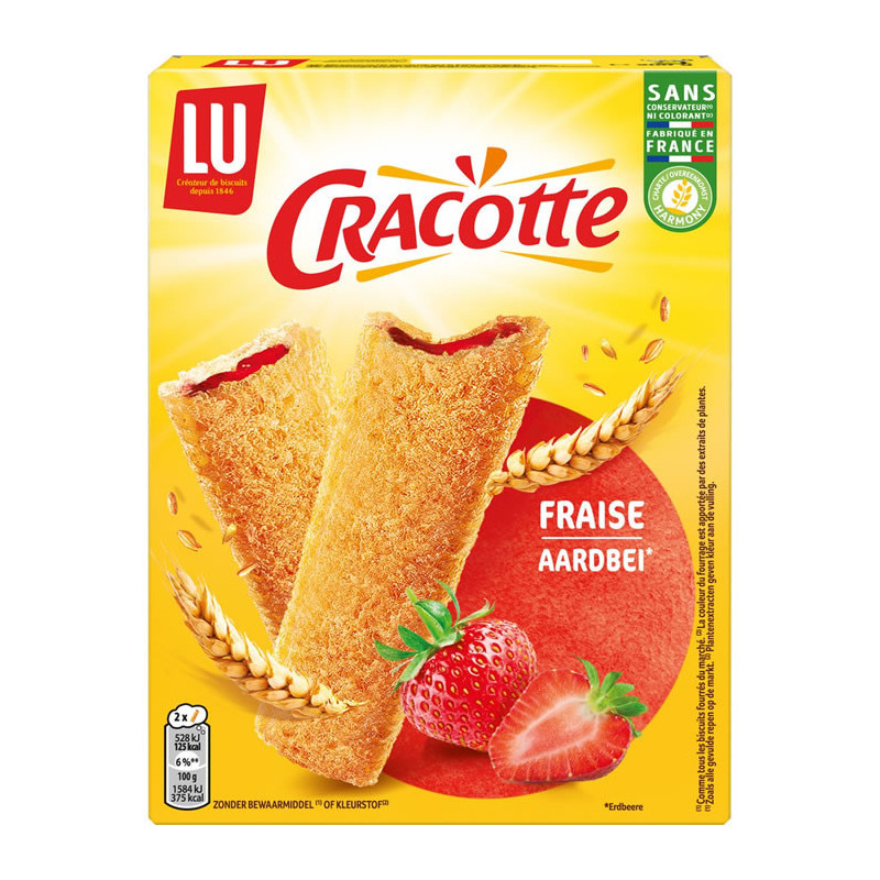 LU - CRACOTTE Biscottes fourrées à la fraise - boite de 200 g Sonico.fr