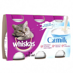 WHISKAS - Catmilk Lait pour chat adultes et junior - pack de 3 bouteilles de 200 ml Sonico.fr