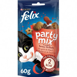 PURINA FELIX - Party Mix Grillade Friandises pour chat - sachet de 60 g Sonico.fr