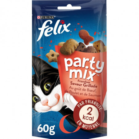 PURINA FELIX - Party Mix Grillade Friandises pour chat - sachet de 60 g Sonico.fr