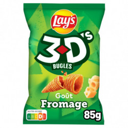 LAY'S - 3D Biscuits apéritifs saveur Fromage - Sachet de 85 g Sonico.fr