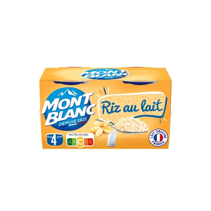 MONT BLANC - Riz Au Lait Desserts - 4 pots de 125 g - 500 g Sonico.fr