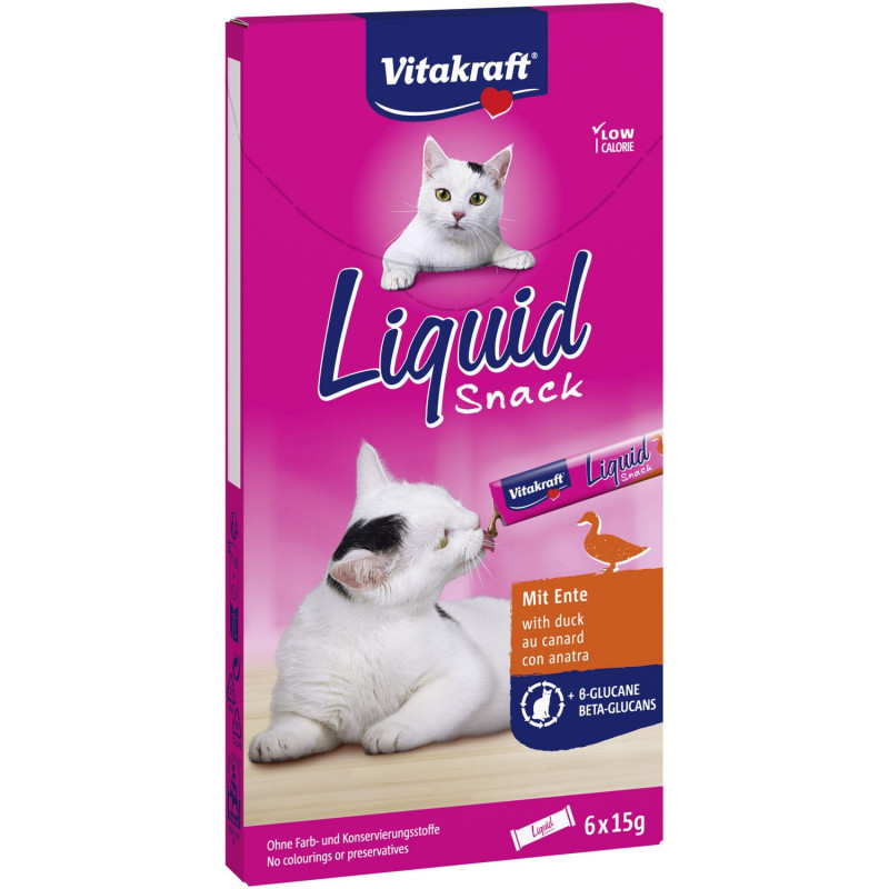 VITAKRAFT - Liquide Snack Friandise pour chat liquides Canard & beta-glucanes - boite de 90 g Sonico.fr