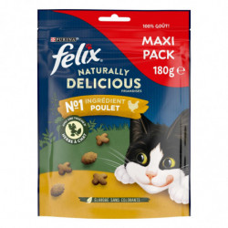 FELIX - Naturally Delicious Friandise pour chat Poulet avec une touche d'Herbe - paquet de 180 g Sonico.fr