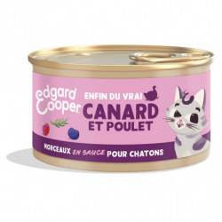 EDGARD COOPER - Pâtée pour chat Junior en sauce au canard et au poulet - boîte de 85 g Sonico.fr