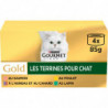 PURINA GOURMET - Les Terrines Pâtée pour chat au lapin agneau canard poulet saumon - paquet de 4 boîtes de 85 g Sonico.fr