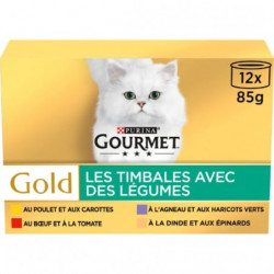 PURINA GOURMET - Les Timbales Pâtée pour chat viandes avec des légumes - boite de 12 boîtes de 85 g Sonico.fr