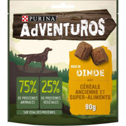 PURINA - Adventuros Dinde aux céréales anciennes Récompense pour chien - sachet de 90 g  Sonico.fr