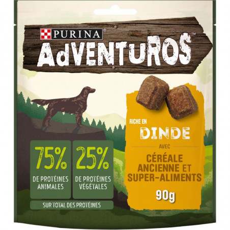 PURINA - Adventuros Dinde aux céréales anciennes Récompense pour chien - sachet de 90 g  Sonico.fr
