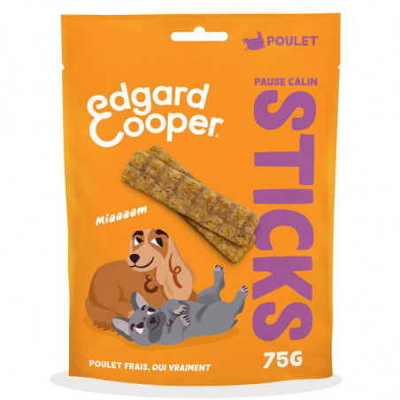 EDGARD COOPER - Sticks au Poulet Strips pour Chiens Adultes - sachet de 75 g Sonico.fr