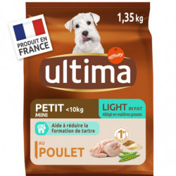 ULTIMA - Light au poulet Croquettes pour chien Adulte mini - sac de 1,35 kg Sonico.fr