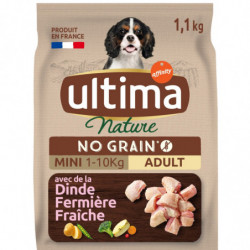 ULTIMA - Nature No Grain Adulte à la dinde sans céréales Croquettes pour chien mini - sac de 1,1 kg Sonico.fr