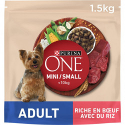 PURINA ONE - Adulte au buf Croquettes pour chien mini - sac de 1,5 kg Sonico.fr