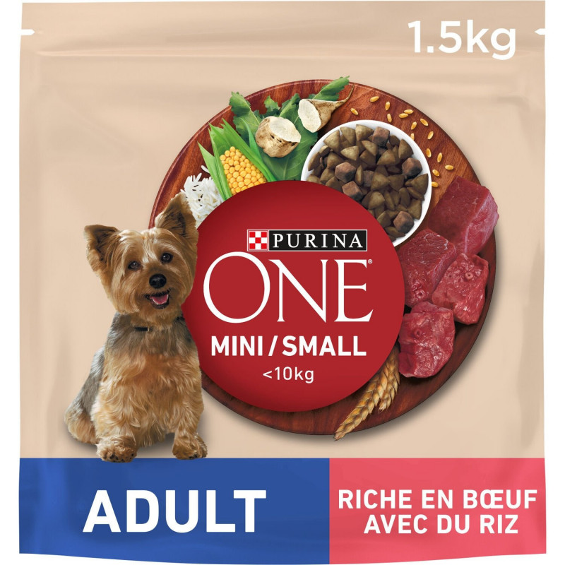 PURINA ONE - Adulte au buf Croquettes pour chien mini - sac de 1,5 kg Sonico.fr