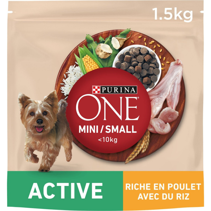 PURINA ONE - Active au poulet Croquettes pour chien Adulte mini - sac de 1,5 kg Sonico.fr