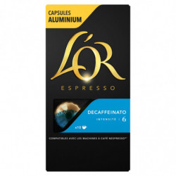 L'OR - Espresso décaféiné Decaffeinato Intensité 6 - 10 Capsules de Café Compatible Nespresso Sonico.fr