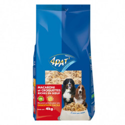 4 PAT' - Macaroni et Croquettes Buf Croquettes pour chien repas complet - sac de 4 kg Sonico.fr