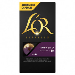 L'OR Espresso Supremo Intensité 10 - 10 Capsules de Café en aluminium Compatible Nespresso Sonico.fr