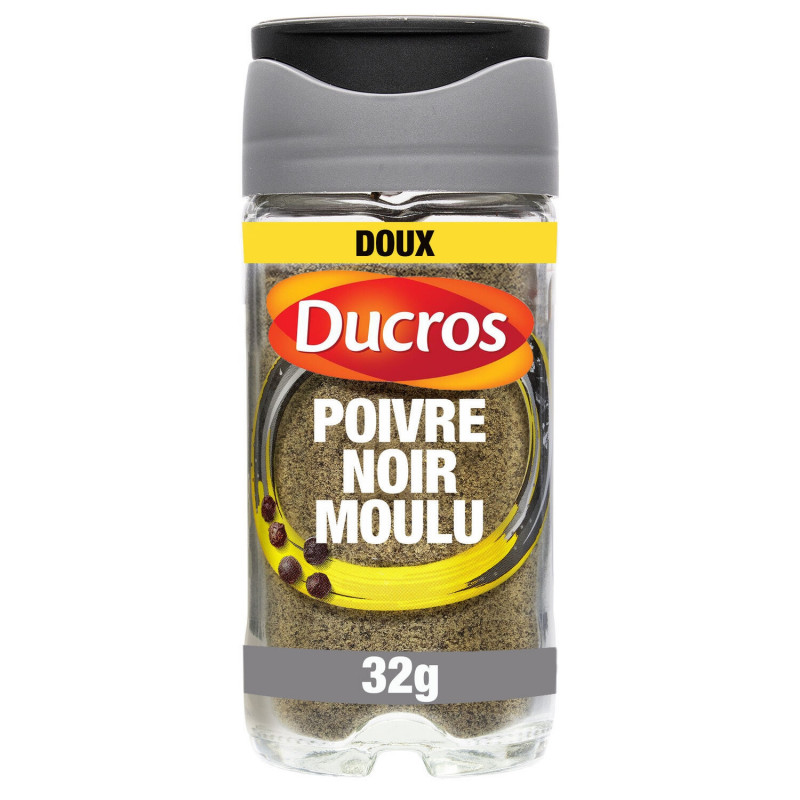 DUCROS - Poivre Noir Moulu Brésil Doux avec Opercule Fraîcheur - pot de 32 g Sonico.fr