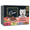 CESAR - Sélection en sauce Pâté pour chien au buf poulet agneau dinde - boite de 12 sachets de 100 g Sonico.fr