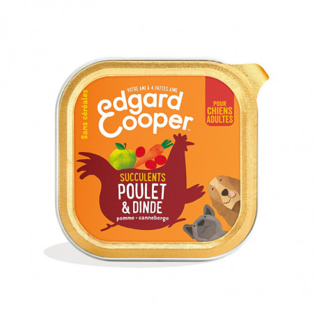 EDGARD COOPER - Poulet Dinde Pâtée pour chien Adulte - barquette de 100 g Sonico.fr