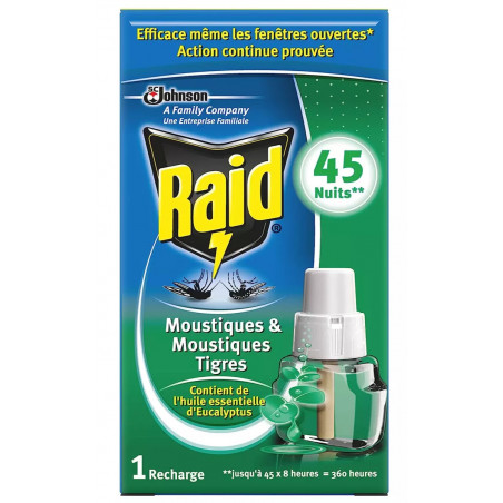 RAID - recharge Anti-moustiques liquide Eucalyptus 45 nuits - recharge de 27 ml Sonico.fr