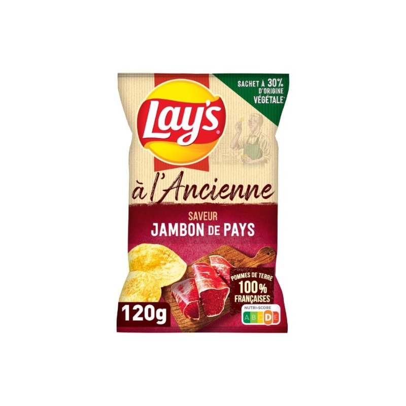 LAY'S - Chips À L'Ancienne Jambon Fumé de pays - sachet de 120 g Sonico.fr
