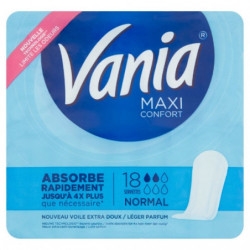 Vania - Maxi Confort Normal Serviettes Hygiéniques - paquet de 18 Serviettes Sonico.fr