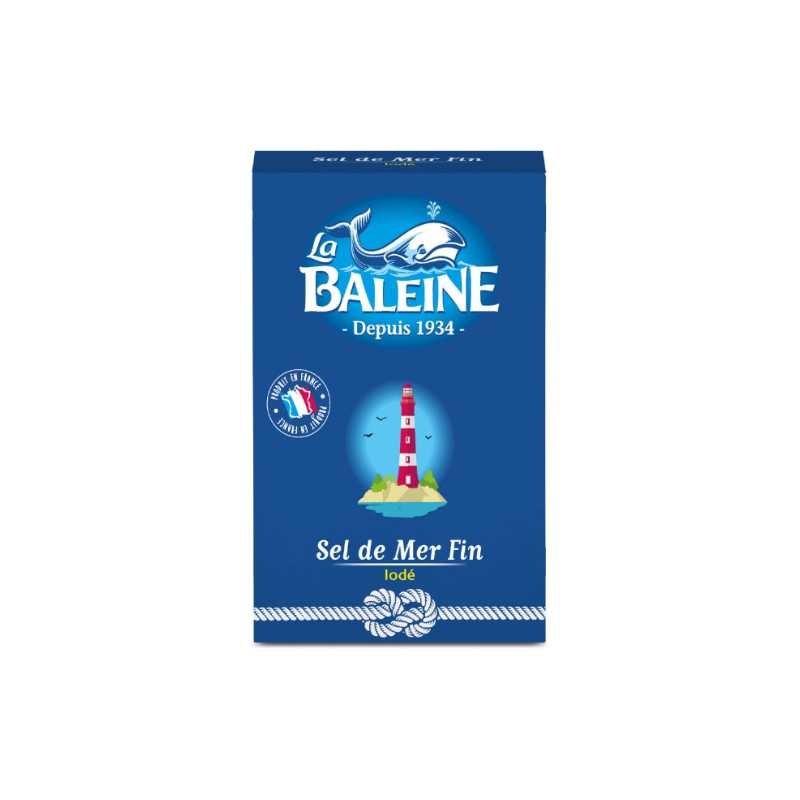 LA BALEINE - Sel de mer fin iodé - boite de 500 g Sonico.fr