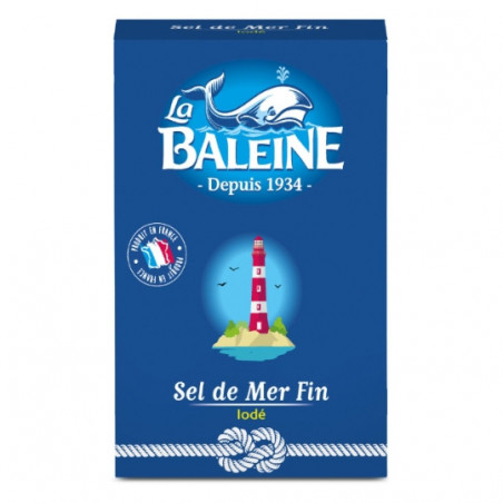 LA BALEINE - Sel de mer fin iodé - boite de 500 g Sonico.fr