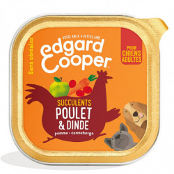 EDGARD COOPER - Pâtée pour chien Adulte au poulet dinde sans céréales - barquette de 300 g Sonico.fr