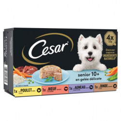 CESAR - Pâtée pour chien Senior au poulet buf dinde agneau - boite de 4 barquettes de 150 g Sonico.fr