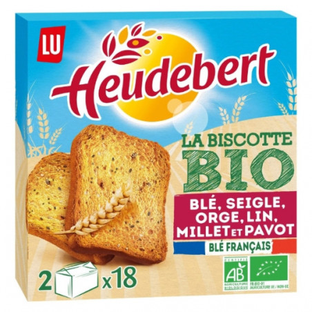 LU - Heudebert Biscottes 3 céréales et 3 graines Bio - boîte de 300 g Sonico.fr