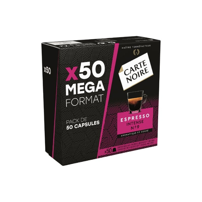 CARTE NOIRE - Café Espresso Intense N°9 Compatibles Nespresso - Paquet de 50 capsules Sonico.fr