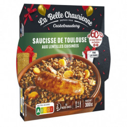 LA BELLE CHAURIENNE - Saucisse De Toulouse Aux Lentilles Vertes - barquette de 300 g Sonico.fr