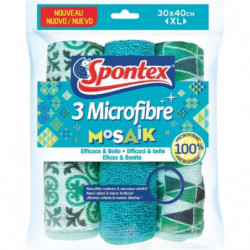 SPONTEX - Lavette microfibre Mosaik XL - paquet de 3 lavettes Sonico.fr