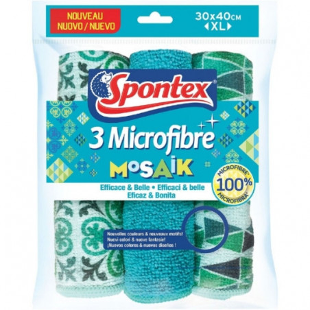 SPONTEX - Lavette microfibre Mosaik XL - paquet de 3 lavettes Sonico.fr