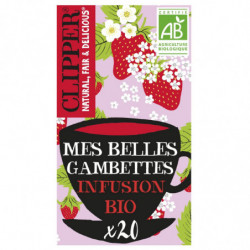CLIPPER - Mes belles Gambettes Infusion bio aux arômes de fraise et fleur de sureau - boite de 20 Sachets Sonico.fr