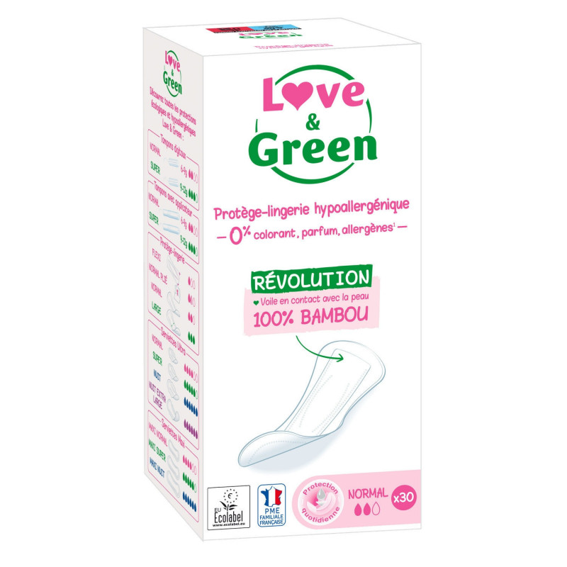 LOVE GREEN - Protège-slips Anti-Irritation Normal - paquet de 30 protège-slips Sonico.fr