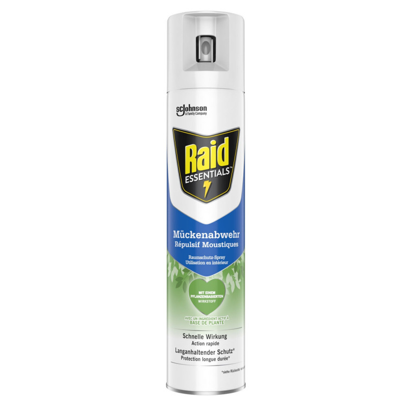 RAID - Essentials Répulsif Moustiques Insecticide À Base De Plante - spray de 300 ml Sonico.fr
