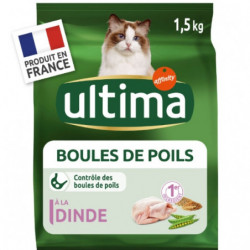 ULTIMA - Boules de poils à la dinde Croquettes pour chat Adulte - sac de 1,5 kg Sonico.fr